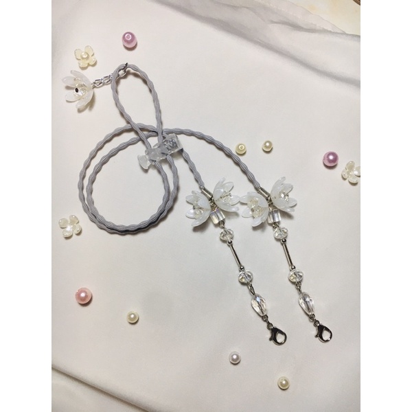 strap mask hijab strap masker 2in1 serut kelopak bunga 3D flowers BEST SELLER TERBARU