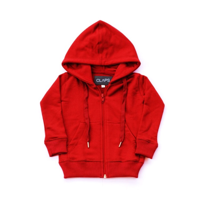 CLAPS - Red Basic Zipper Hoodie (Hoodie Polos Anak)