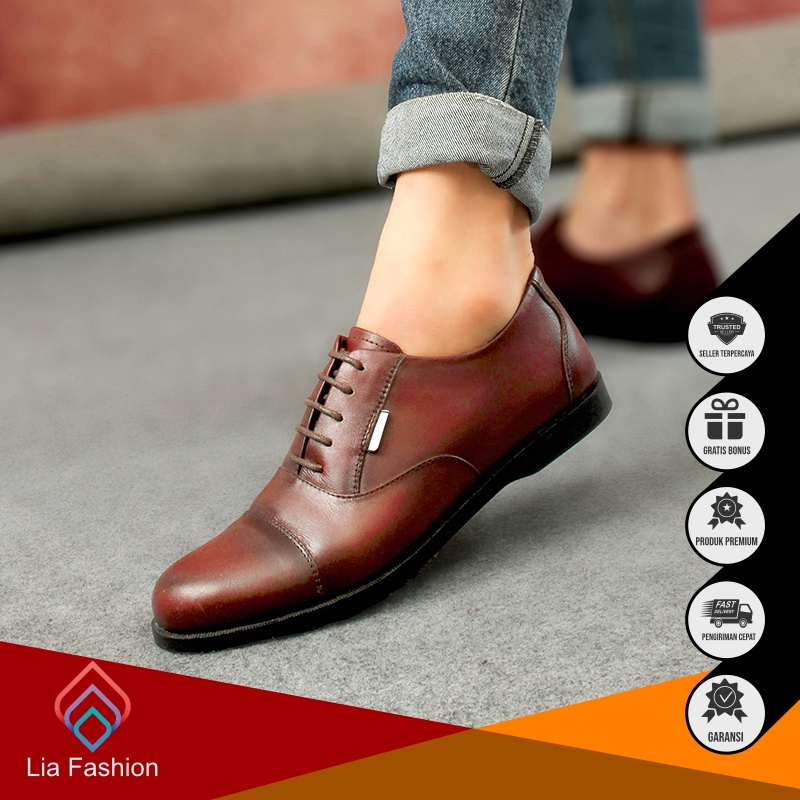 Sepatu Kantor Terbaru Pria Tali Pesta Kondangan Kulit Asli Cibaduyut Undangan Kulit Sapi Kerja Konda