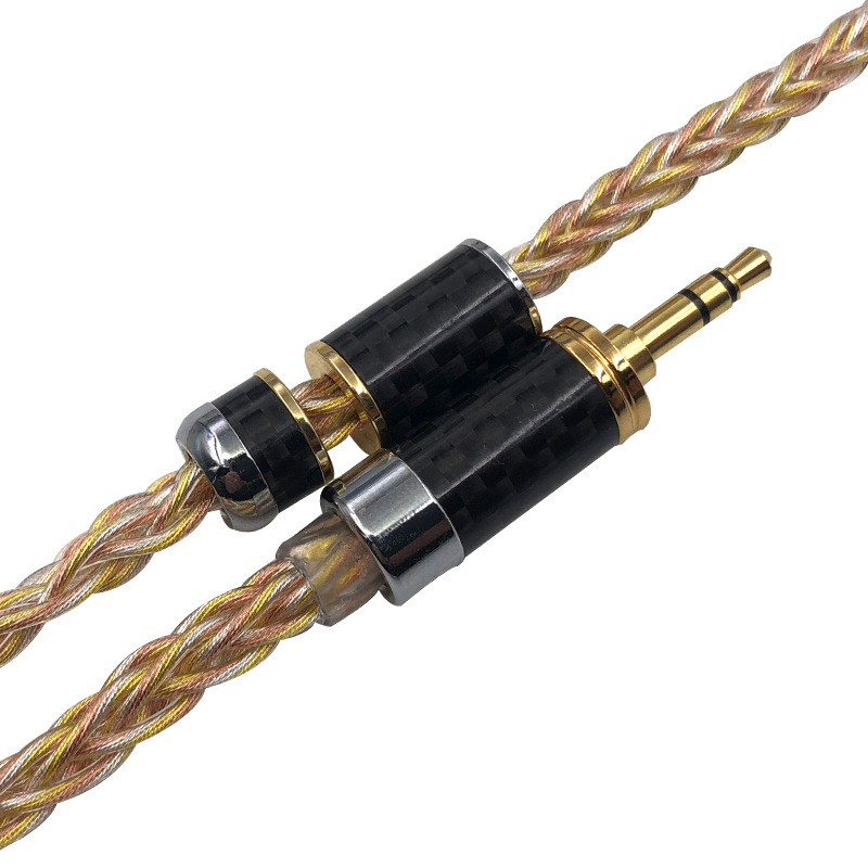 Kabel Audio Headphone 8 Shares Single Crystal Tembaga Komposit Emas Perak Mmcx 0.78mm 2 Pin