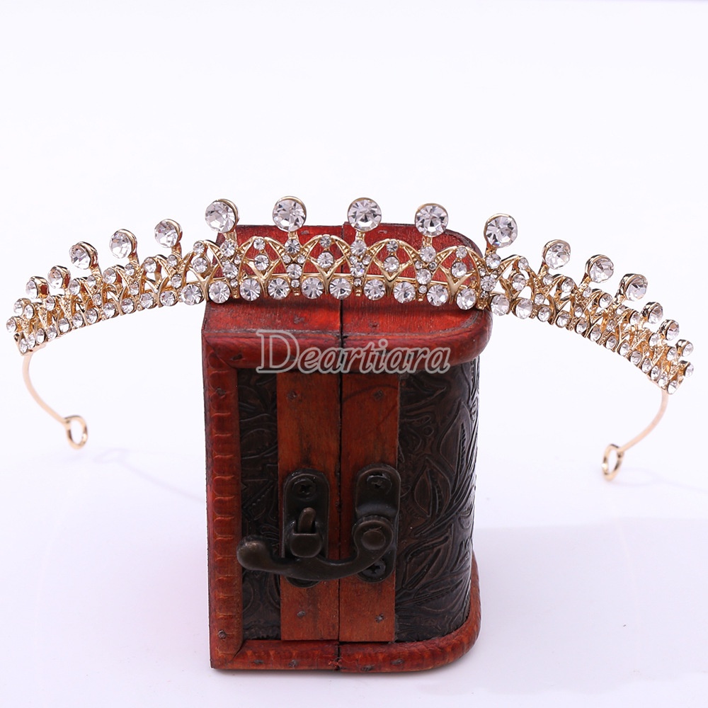 【Spot】Bridal Headdress and Hair Accessories Alloy Inlaid Rhinestone Simple Small Crown