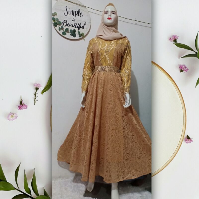 Kebaya wisuda/kebaya kondangan gaun pesta Gamis Syar'i 03754 Full Borklat premium