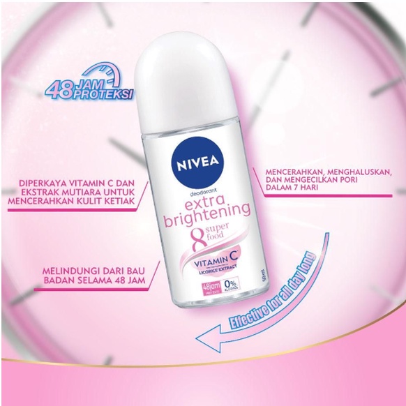 NIVEA Personal Care Deodorant Extra Brightening Roll On - 25 ml