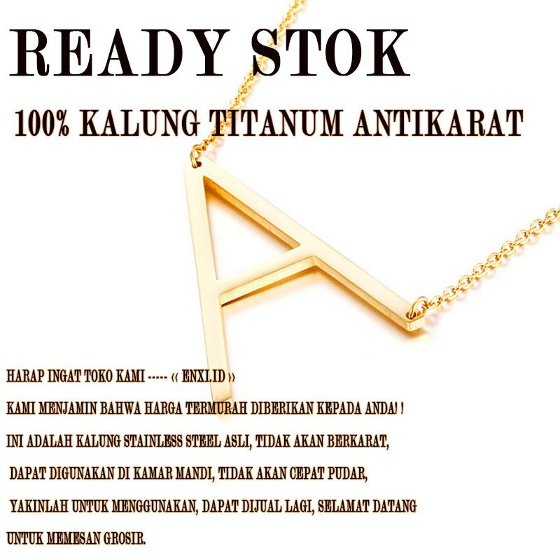 Kalung Huruf Titanium Asli 100% 18K Emas Alfabet Bahasa Inggris Liontin  Kalung Tidak Akan Pudar Ready Stok Bisa COD