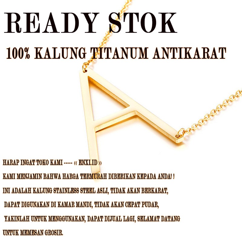 Kalung Huruf Titanium Asli 100% 18K Emas Alfabet Bahasa Inggris Liontin  Kalung Tidak Akan Pudar Ready Stok Bisa COD