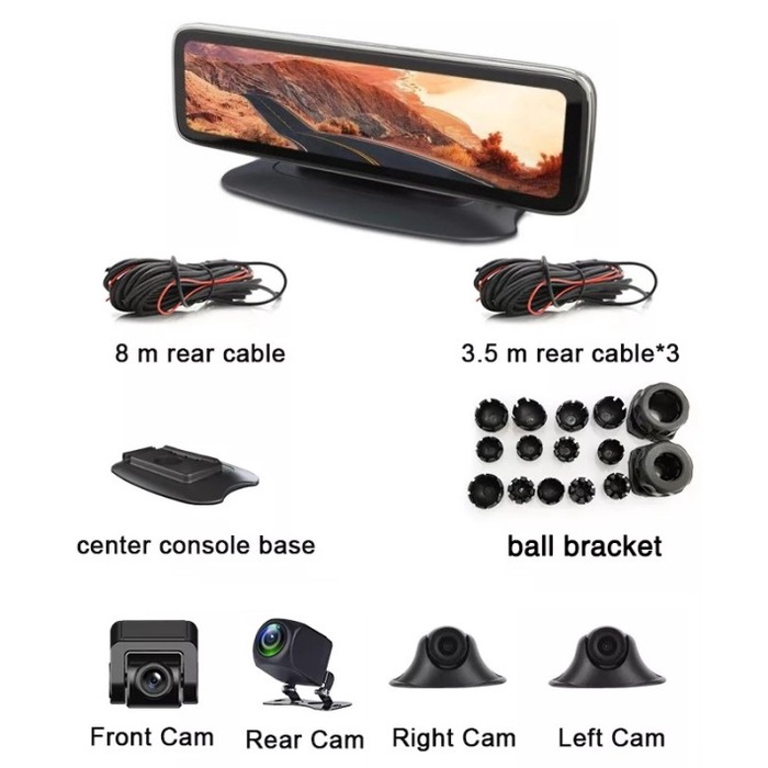 CAR DVR 12 INCHI , 4 CAMERA AHD, LAYAR IPS TOUCH SCREEN