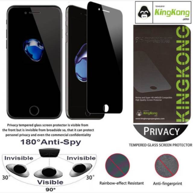 kingkong tempered glass Iphone X XS XR XS MAX 11 12 11 PRO 11 12 PRO MAX anti spy privacy antigores