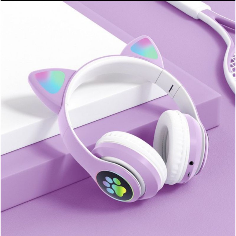 Headset Bleutooth Cat ear pink Headphone Cat Ear pink wireless bleutooth 5.0 mic