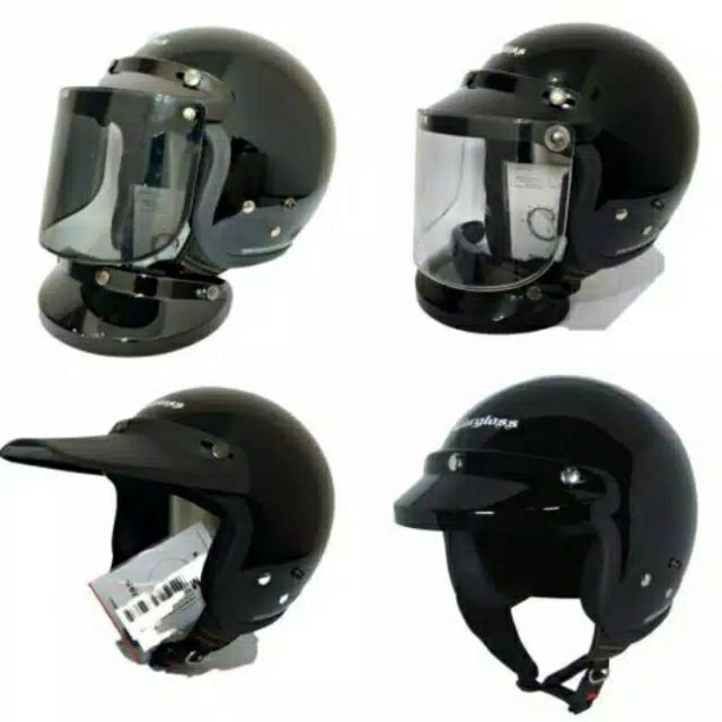 Helm Bogo Cargloss Original hitam Glossy set kaca