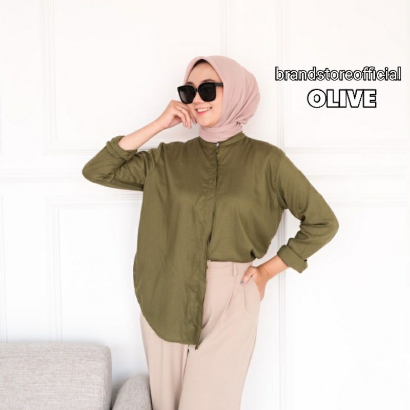 MAUDY SHIRT KEMEJA WANITA BASIC POLOS TERKINI SHAKILA BOTTEGA