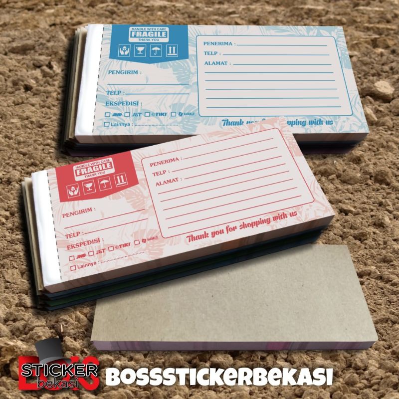 

LABEL PENGIRIMAN OLSHOP HVS ISI 100/LABEL PENGIRIMAN KERTAS MURAH -FRAGILE