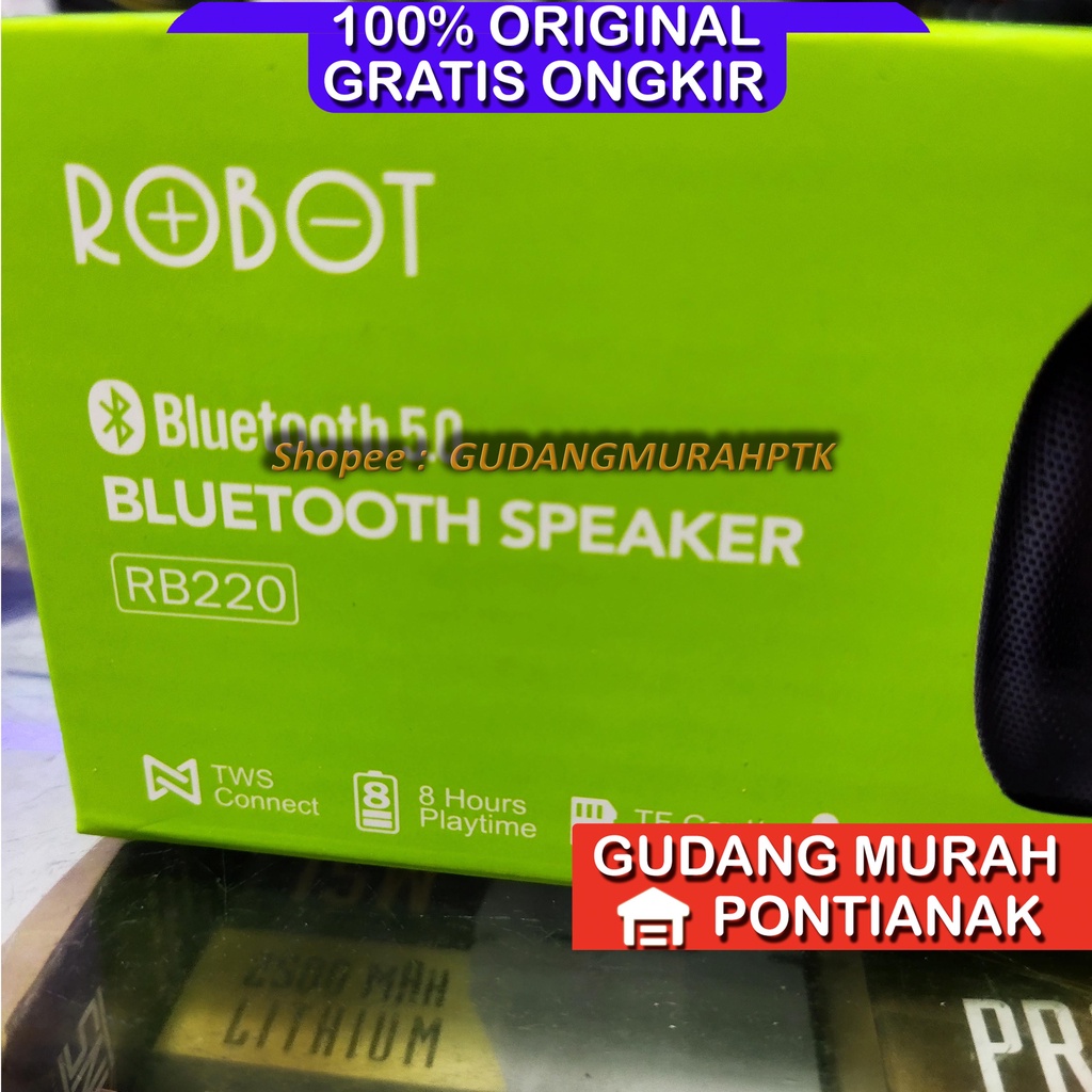 Speaker Bluetooth Robot RB220 Bluetooth 5.0 Portable Audio Wireless Super Bass Stereo Original