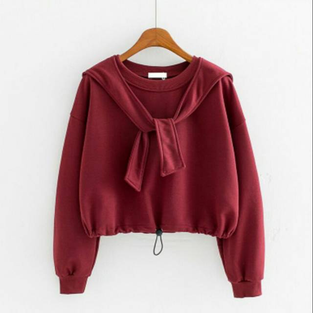 Z8 - Sweater Crop Syall Termurah Restock warna Maroon hitam putih