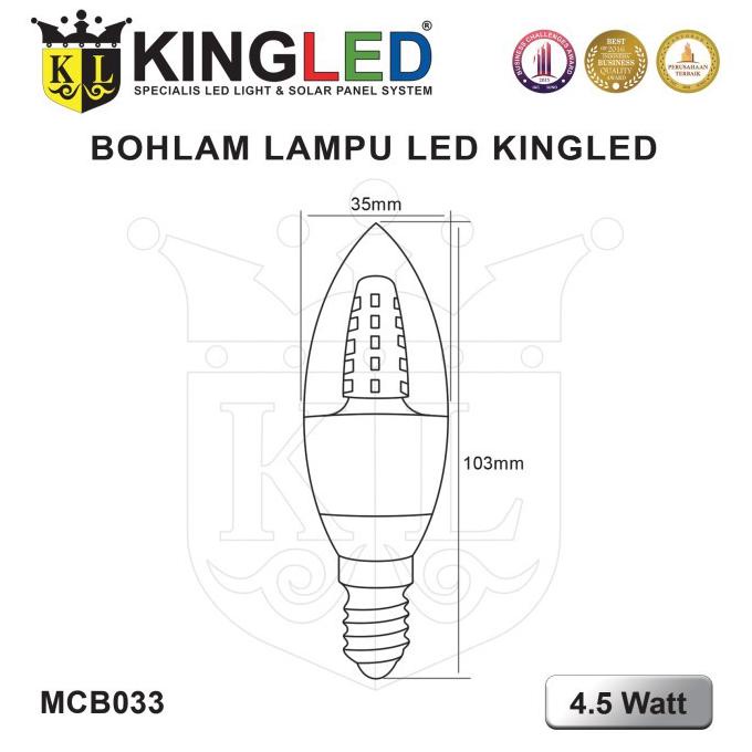 Bagus Led Candle Light / Lampu Hias 4.5W E14 & E27 Warna Putih - Fitting E27 Trendi