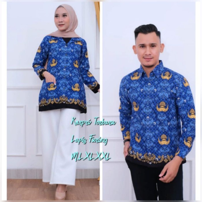 TERMURAH- baju korpri pria/wanita terbaru 2022 bahan katun c50s/seragam pns - S