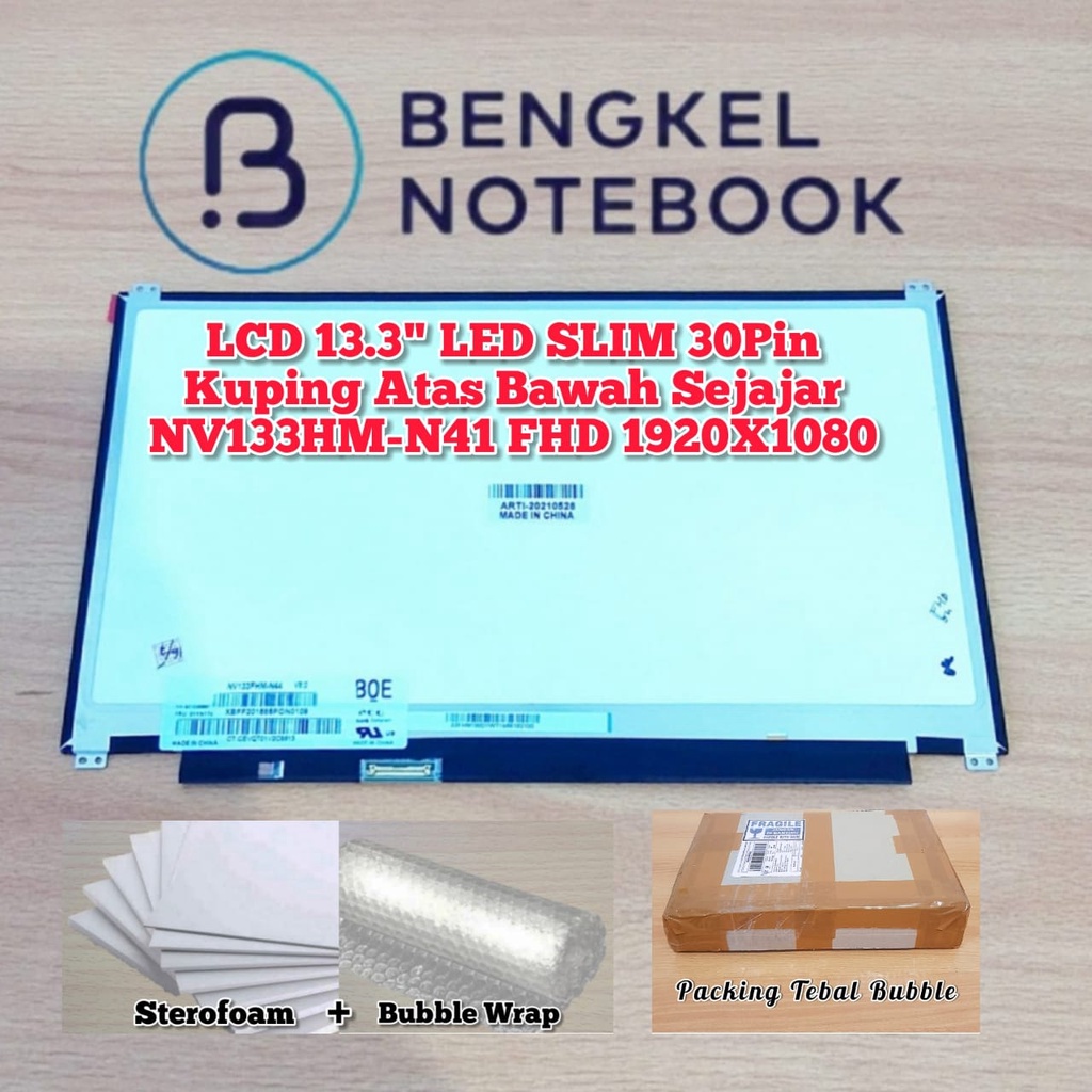 LCD 13.3&quot; LED SLIM 30Pin Kuping Atas Bawah Sejajar NV133HM-N41 FHD 1920X1080
