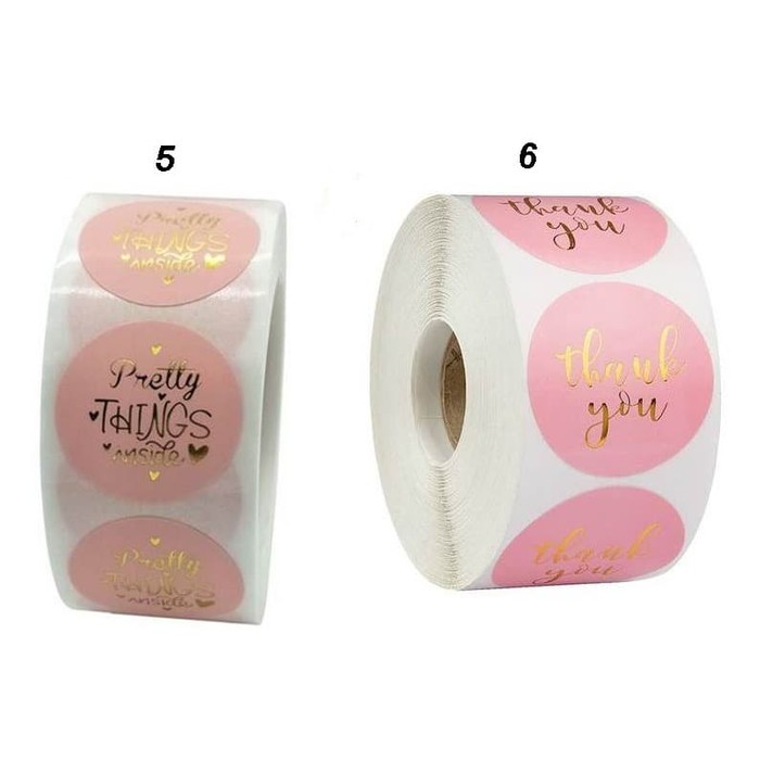 Paper Tags - 1&quot; Pink Round Gold Letter Sticker (10 pcs)