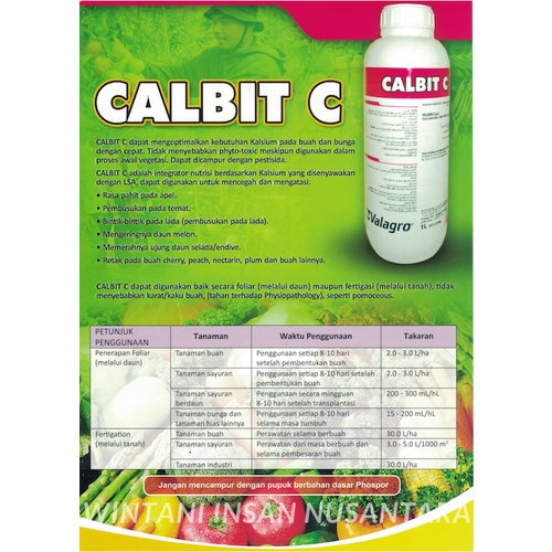 Pupuk Organik Cair Valagro CALBIT C Microelement isi 250 ml - PUPUK CALSIUM COMPLEX / KALSIUM KOMPLE