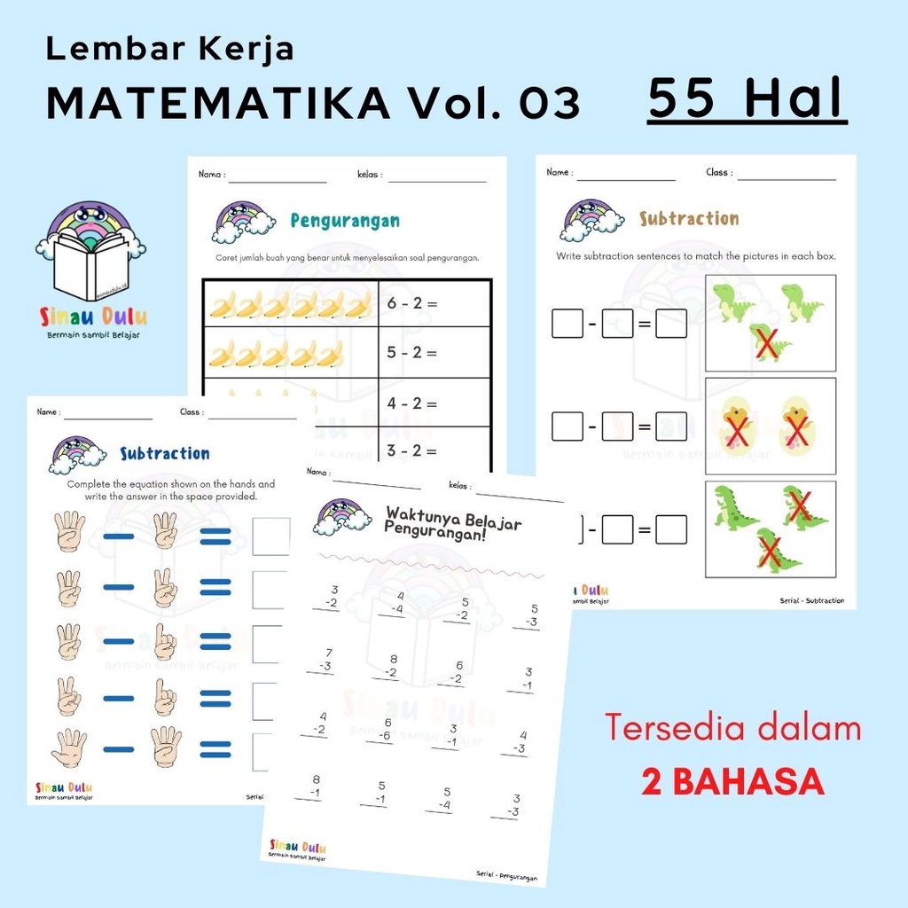 Jual Lembar Kerja (Worksheet) MATEMATIKA Vol. 03 Anak 2 3 4 5 6 tahun