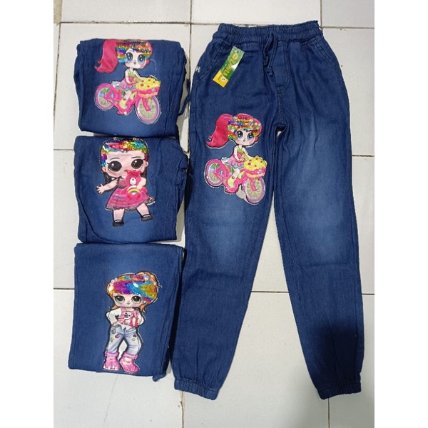 Jogger Jeans Anak LED(Bisa menyala) Umur 5-12 Tahun/Jeans