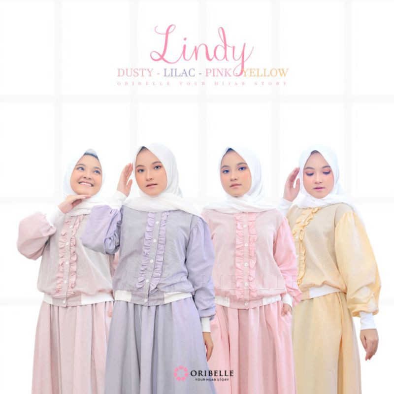 LINDY Oribelle Set Blouse Ruffle Rok Semi Umbrella Jilbab Instan Jersey Anak Remaja