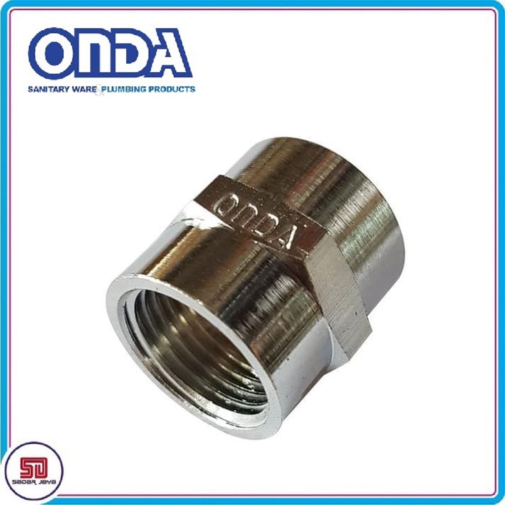 ONDA Socket Chrome Metal Sambungan Fitting Drat dalam Pipa 1/2&quot; Coupling Shock Drat