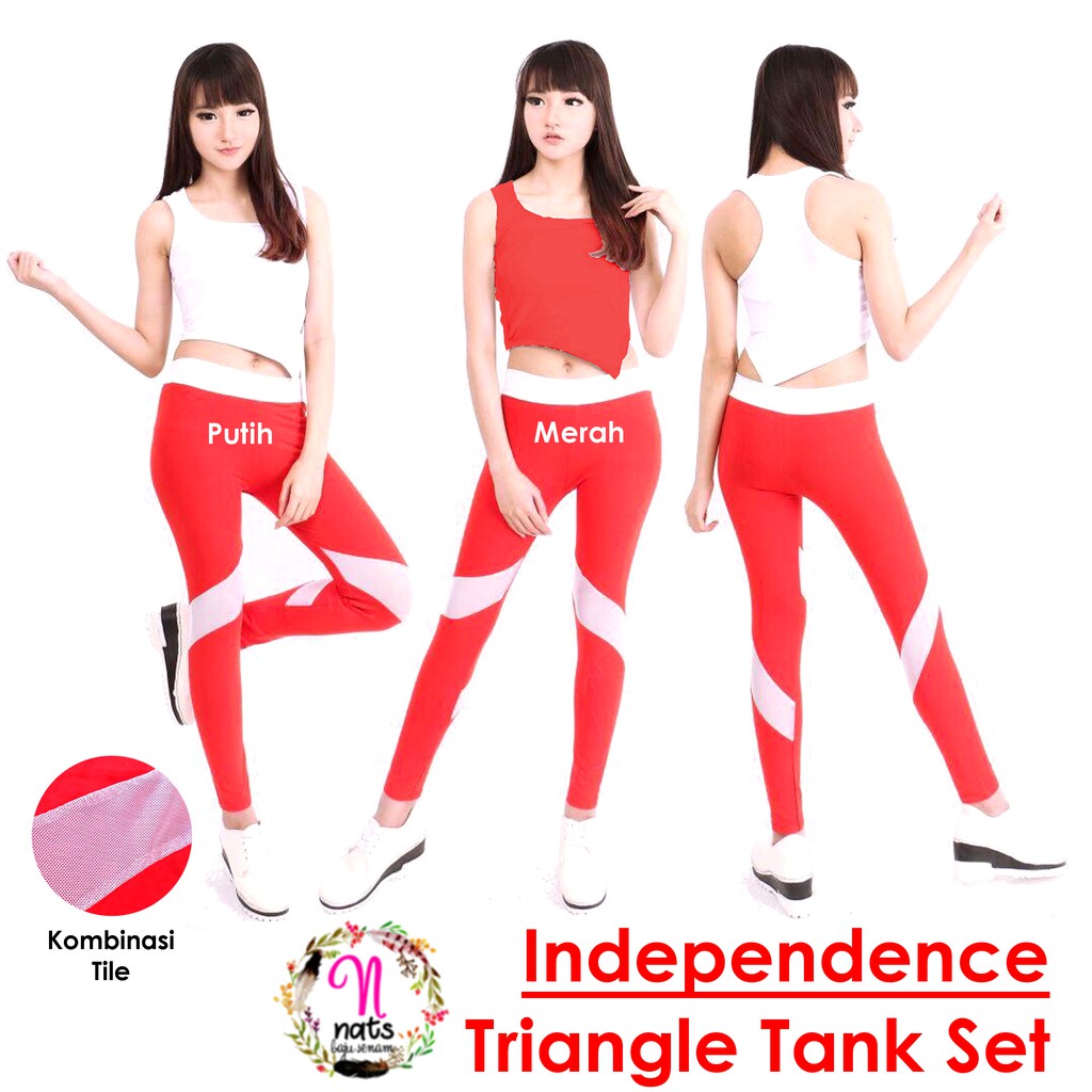 Independence Triangle Tank Set Baju  Senam  17 Agustus Baju  