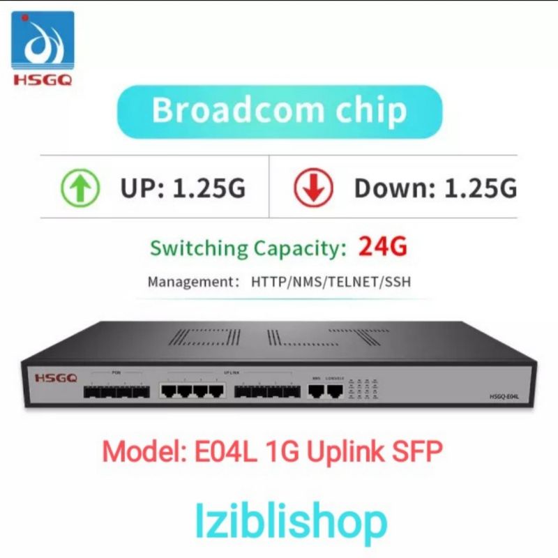 OLT EPON HSGQ E04I 4PORT +4 ODI SFP PX20+++ 8 DB (single power) dan HSGQ EO4R 9 DB (double power)