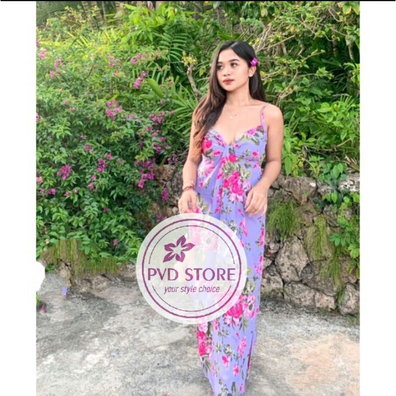 (READY BISA COD) DRESS GUNUNG TALI SATU PANJANG BALI / DASTER RAYON MOTIF POLKA BUNGA/ GAUN KERUT SE