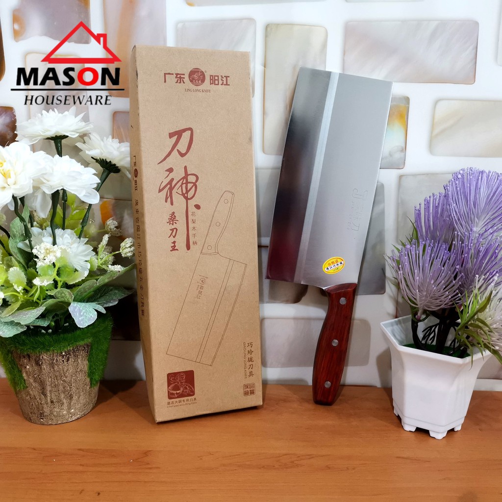 PROMO GOLOK / PISAU DAPUR DAGING DAN TULANG GAGANG KAYU STAINLESS STEEL
