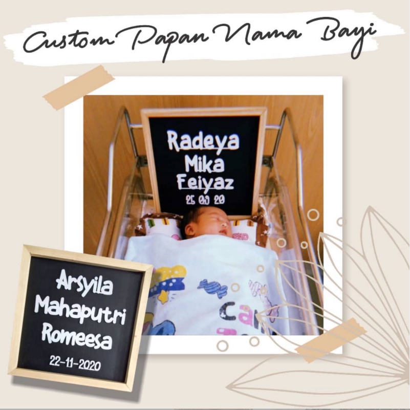 Hiasan Dinding Nama Bayi Baby Spa Custom Frame Jati Belanda
