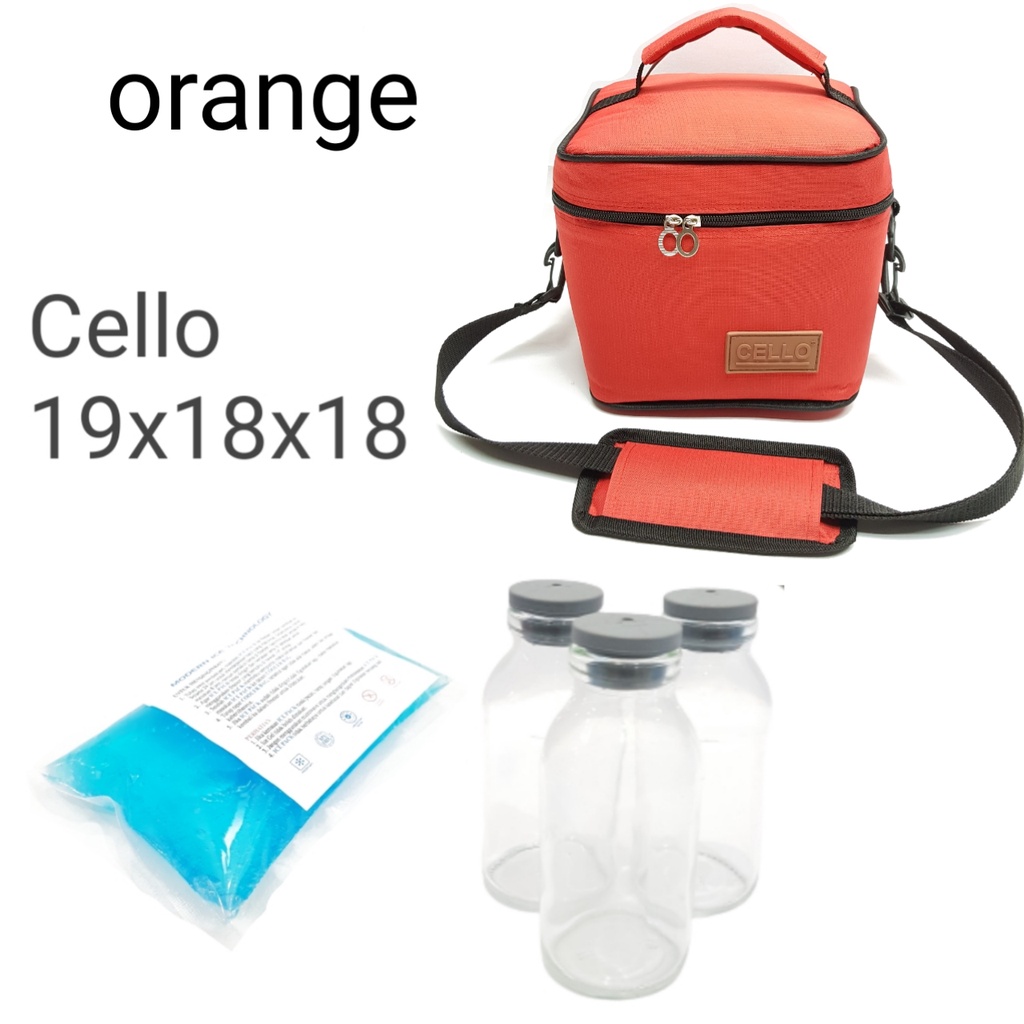 (TAS+3BTL+1 GEL ) CELLO Cooler Bag 19X18X18 CM / TAS PERLENGKAPAN BAYI / TAS BAYI