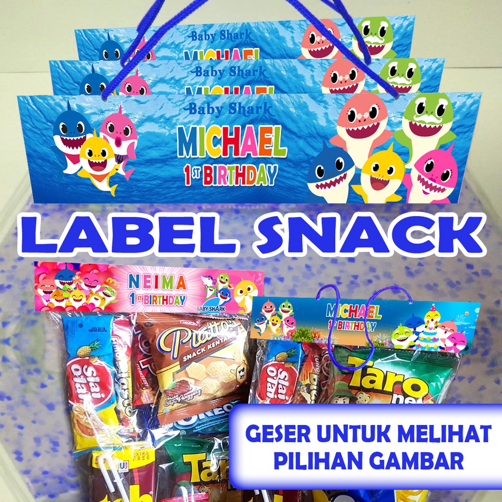 

LABEL PLASTIK SNACK TEMA BABY SHARK ULTAH / ULANG TAHUN LEBAR 20CM