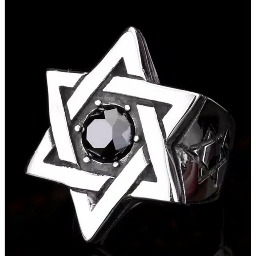 Cincin pria devil pentagram punk style men ring symbol series