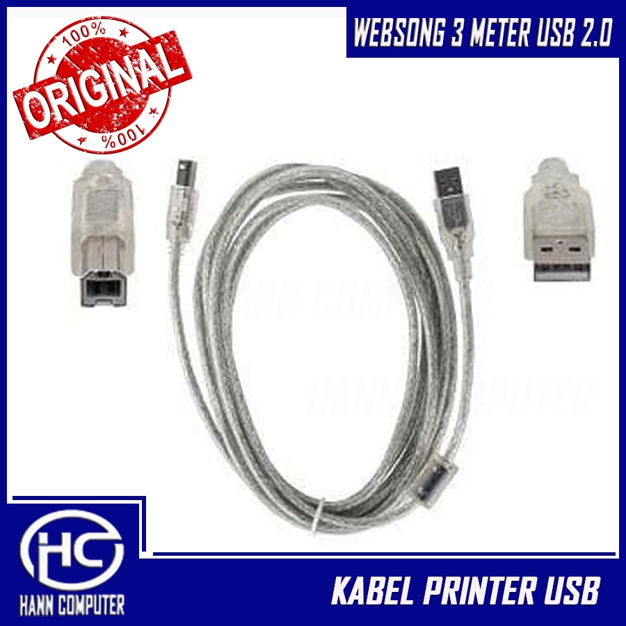 KABEL PRINTER USB WEBSONG 3 METER USB 2.0 / KABEL DATA PERPANJANGAN PRINTER USB