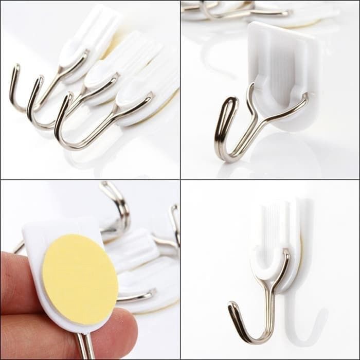 Gantungan Magic Hook Kuat isi 6 pcs Multifungsi Cantolan Baju Tempel Rak Dinding Serbaguna