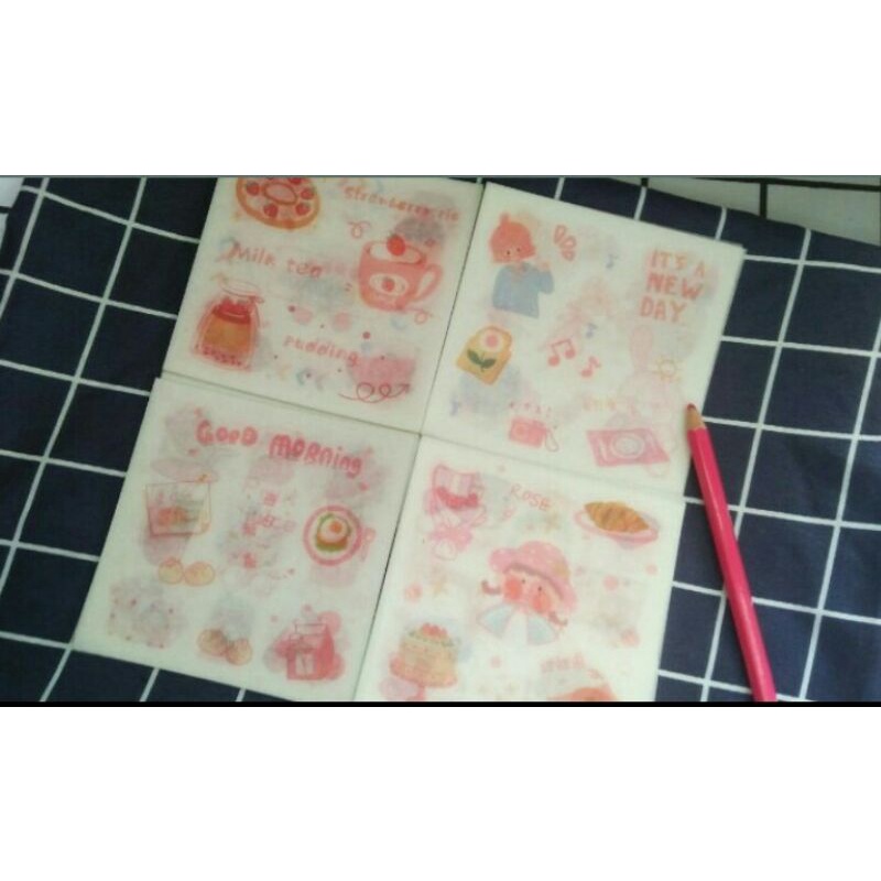 

(1pcs) Stiker fancy motif bahan washi ~ 10x10x10