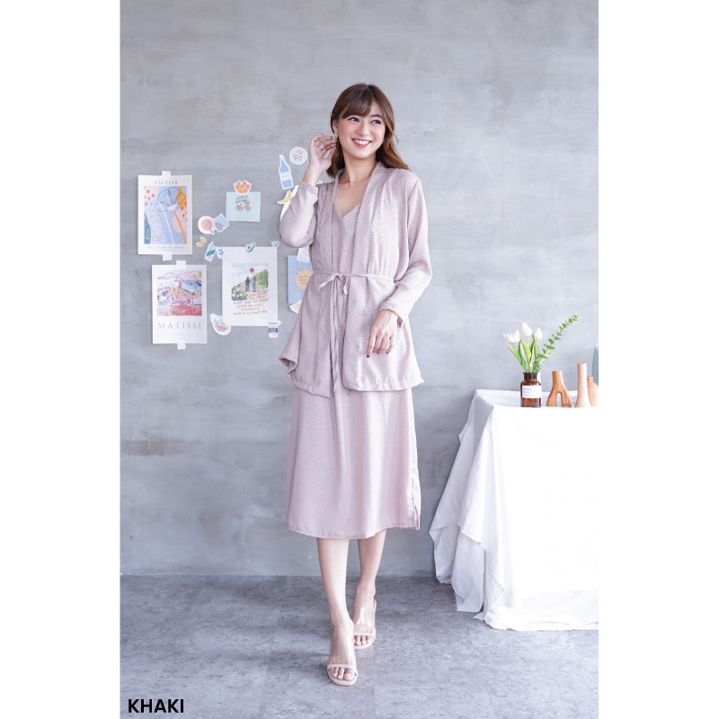 Dress Set Outer Anggina Casual Dres Wanita