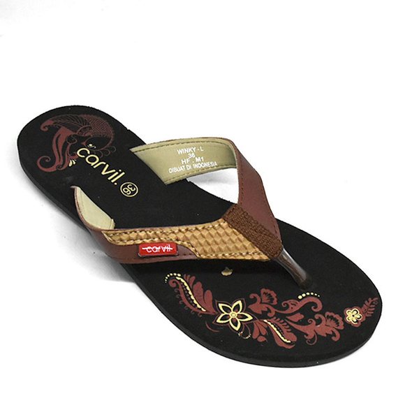 Carvil Tinky - L | Sandal Jepit CARVIL (3 cm) Model Wedges Pendek Wanita | ORIGINAL CARVIL 100%