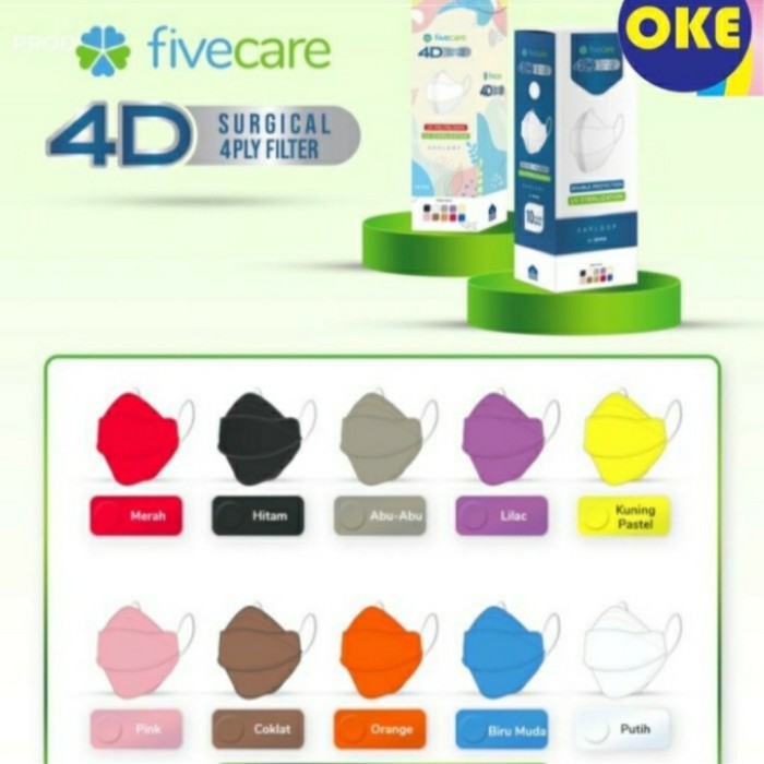 masker fivecare 4d surgical mask