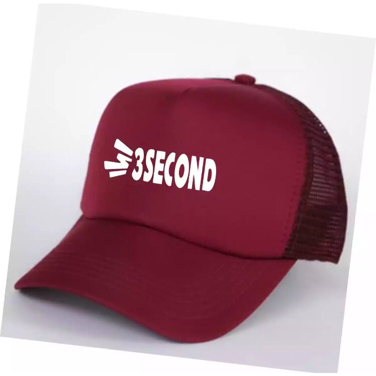 Topi Pria / Fashion Pria / Aksesoris / New Style / Topi Trucker Distro 3Second Text Lurus White Prem