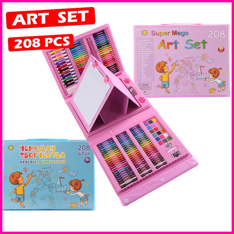 ART SET 208 PCS CRAYON SPIDOL ANAK KADO GIFT UNIK PESTA ANAK ULTAH KID SETS