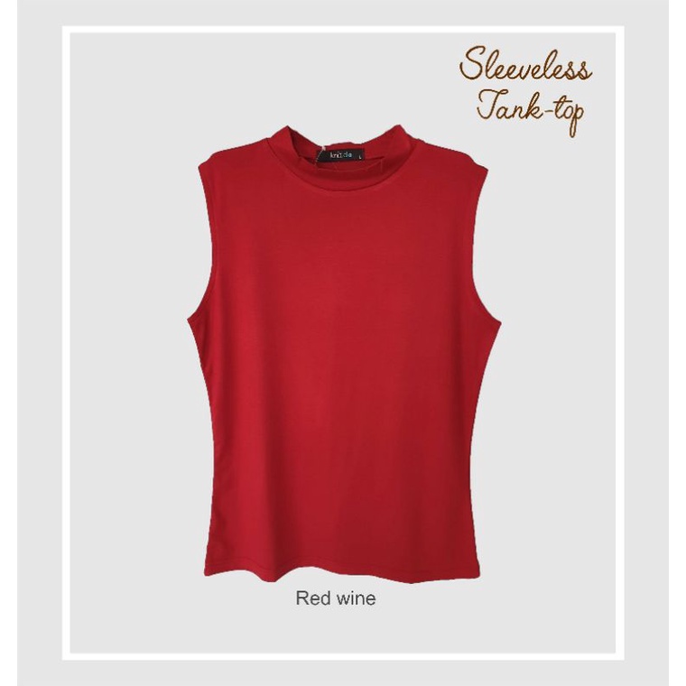 KNITCLO TURTLE NECK TANK TOP WANITA Sleeveless Rayon Spandex Soft-6
