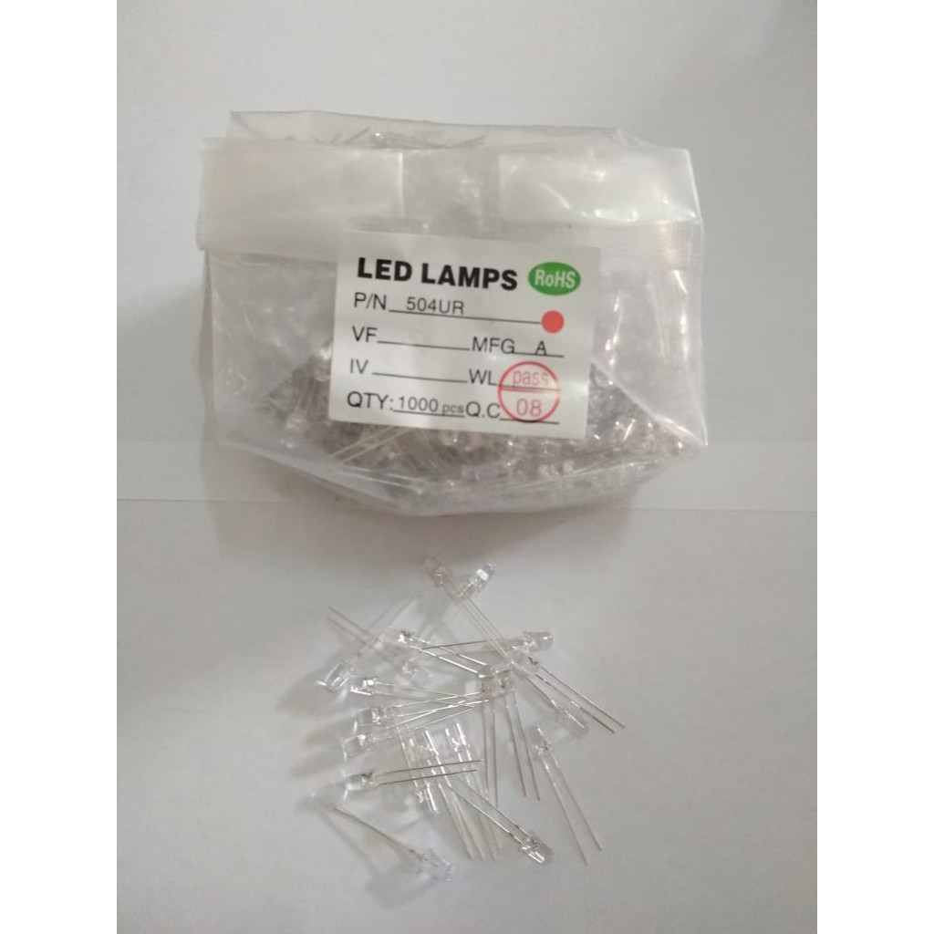 LED 5MM PUTIH NYALA MERAH L05 R