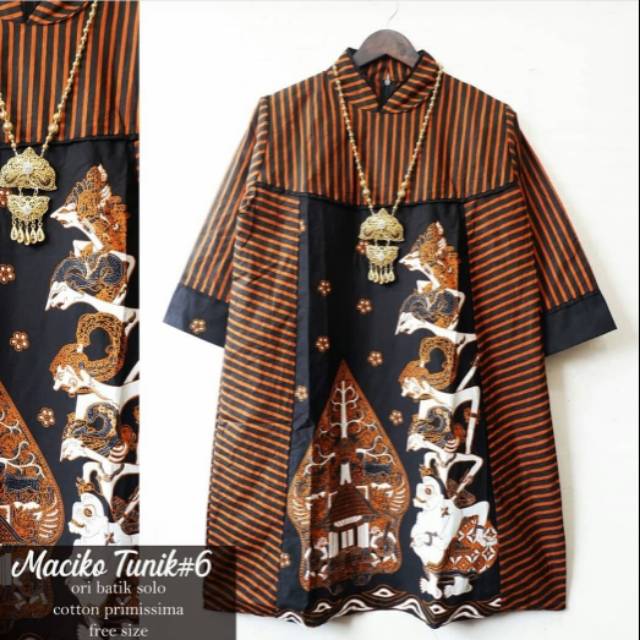 MACHIKA TUNIK BATIK | TUNIK BATIK KRAH SHANGHAI | DRESS BATIK KOMBINASI MOTIF