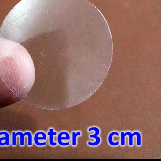 

❅ 100pcs Stiker Transparan POLOS Diameter 3cm/Sticker Bundar Bulat vinyl ❋