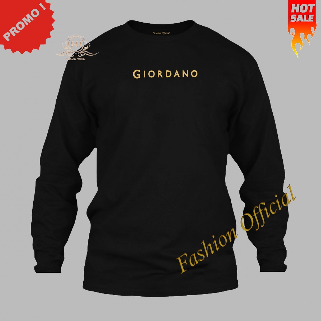 Promo Kaos Distro Giordano/ Kaos Distro Premium Giordano Lengan Panjang - Gold