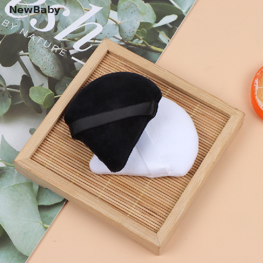 2pcs Spons Puff Velvet Mini Bentuk Segitiga Untuk Kosmetik / MakeUp