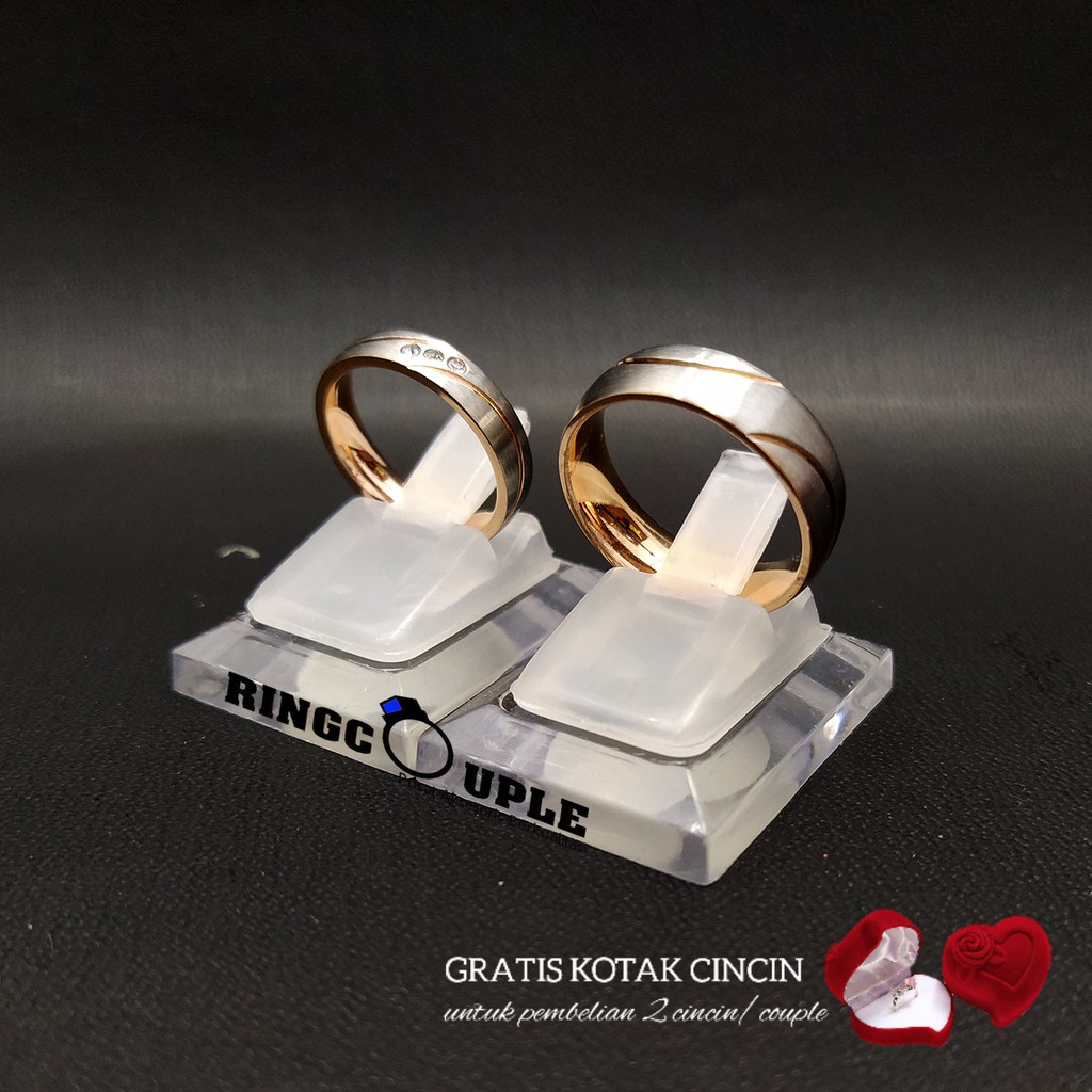 [JB020] Cincin Couple Titanium Original 100% Anti Pudar (GRATIS BOX)