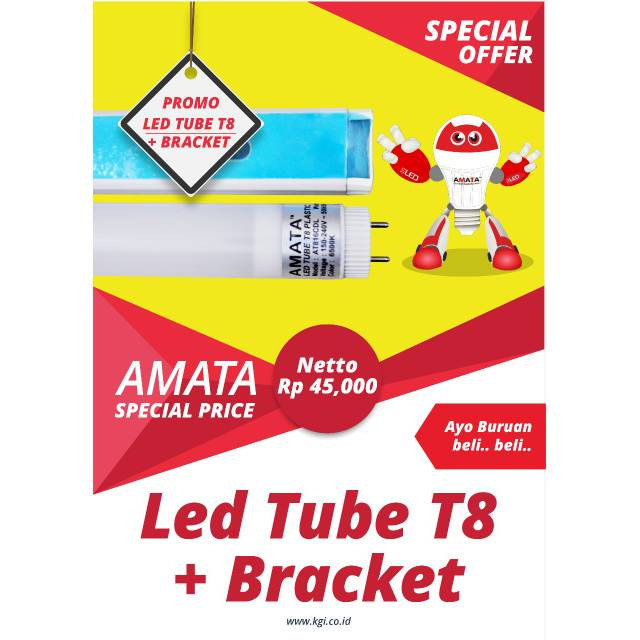 PROMO LED TUBE T8 AMATA + BRACKET